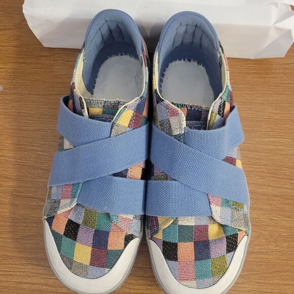 KEEN Size 8 Slip On Flats Checkered Multi Color Sneakers Elastic Ban Closure - Picture 5 of 8